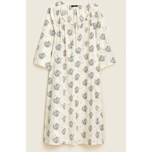 NWT J. Crew Womens Long Sleeve Pajama Dress Gown Swaying Ships Print Cotton L/XL